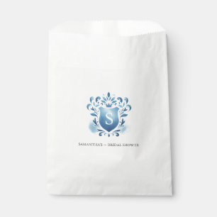 Bolsa De Papel Escudo Monogramado Azul de Bags Favor de Boda