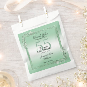 Bolsa De Papel Esmeralda Gem y Purpurina 55º aniversario Boda