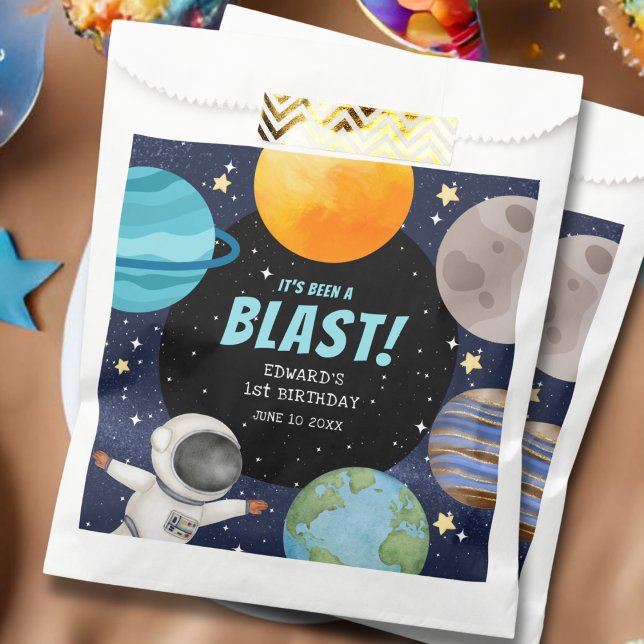 Bolsa De Papel Espacio Ultraterrestre Moderno Cuto Primer Cumplea (Subido por el creador)