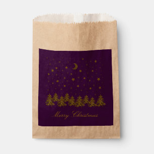 Bolsa De Papel Espantoso árbol de Navidad dorado, luna, estrellas