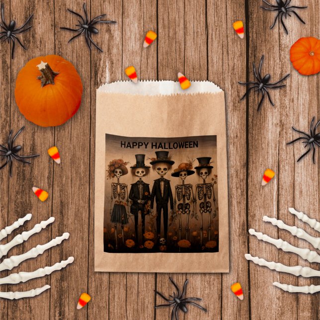 Bolsa De Papel Espectaculares esqueletos de Halloween Goody Treag (Subido por el creador)