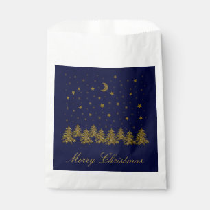 Bolsa De Papel Espeluznante árbol de Navidad dorado, luna, estrel