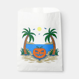 Bolsa De Papel espeluznante calabaza de halloween isla tropical