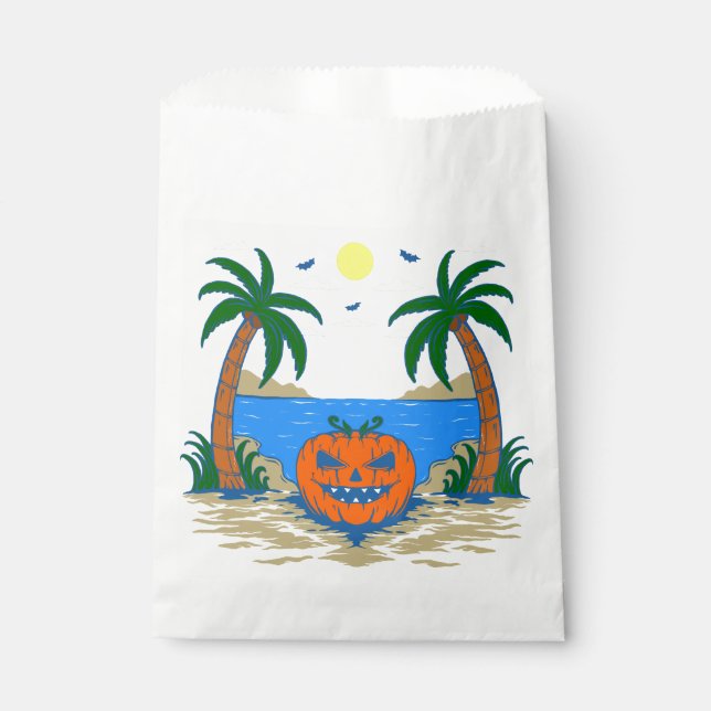 Bolsa De Papel espeluznante calabaza de halloween isla tropical (Anverso)