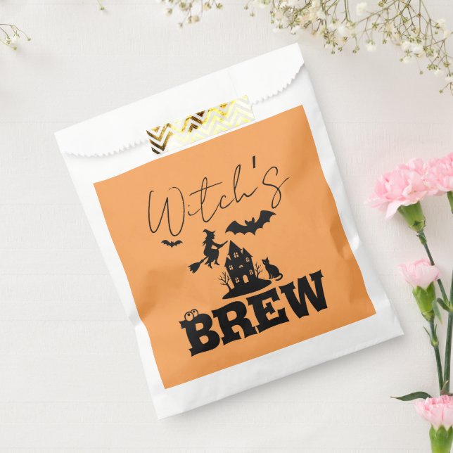 Bolsa De Papel Espeluznante casa embrujada y silueta de brujas | (Sellado)