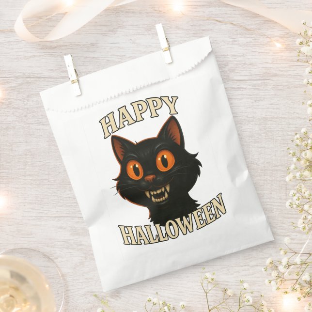Bolsa De Papel Espeluznante fiesta de Halloween para gatos negros (Cortado)