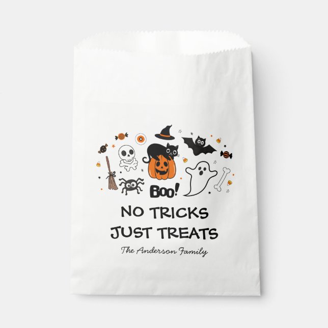 Bolsa De Papel Espeluznante Partido Halloween Negro Y Naranja (Anverso)