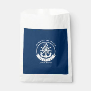 Bolsa De Papel Espíritu Náutico Ancla, Rueda, Azul Marino
