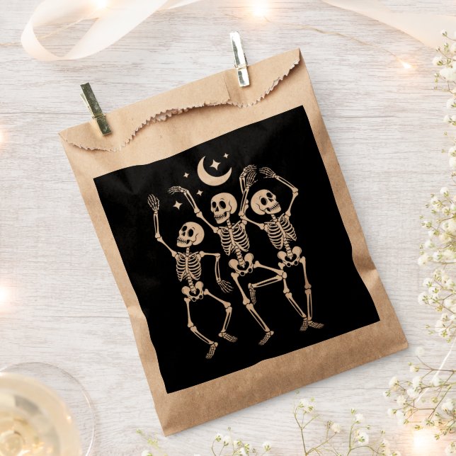 Bolsa De Papel Esqueleto Bailarín Feliz Halloween Otoño Calavera (Cortado)