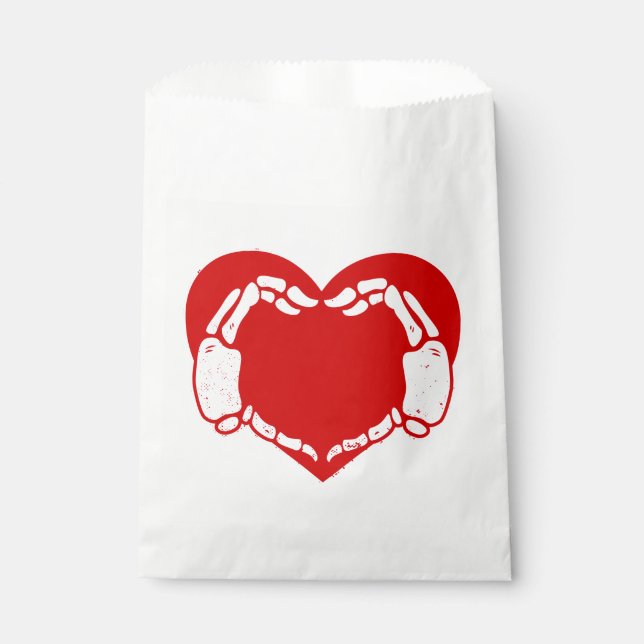 Bolsa De Papel esqueleto cardíaco manos gótica valentina rojo (Anverso)