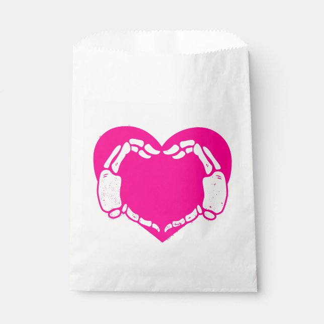 Bolsa De Papel esqueleto cardíaco manos gótica valentina rosa (Anverso)
