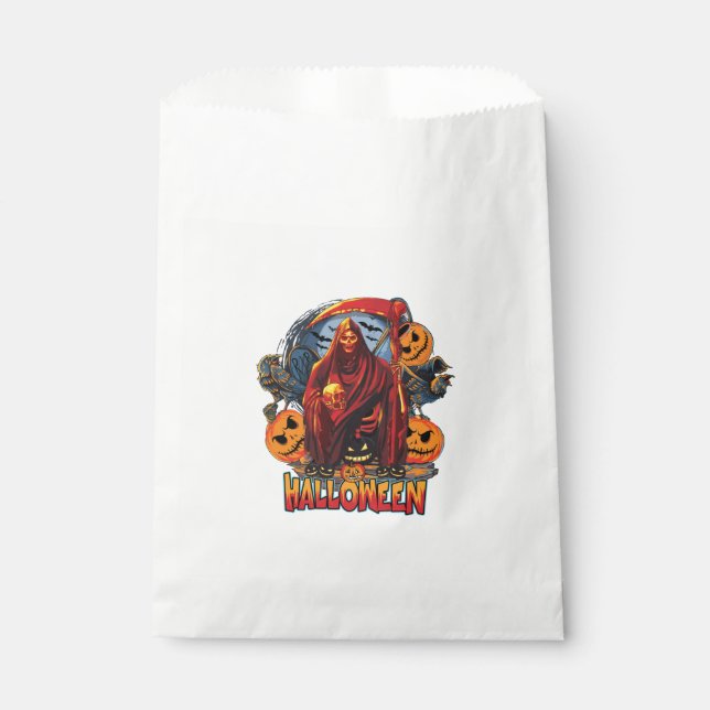 Bolsa De Papel Esqueleto malvado de Halloween, Calabaza (Anverso)