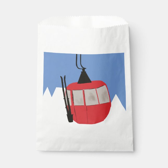 Bolsa De Papel Esquí Rojo Retro para esquiadores de montaña de ni (Anverso)