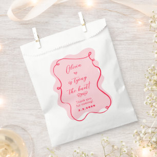 Bolsa De Papel Está atando el nudo retro rosa y rojo gracias