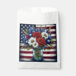 Bolsa De Papel Estados Unidos patriótico, florido y afligido