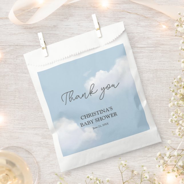 Bolsa De Papel Estamos en Cloud 9 Blue Boy Baby Shower Gracias (Cortado)