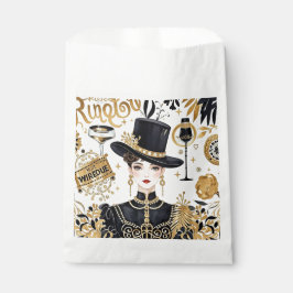 Bolsa De Papel Estilo Moulin rouge, negro y dorado, Lujo rico