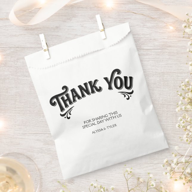 Bolsa De Papel Estilo retro negro y blanco boda  (Cortado)
