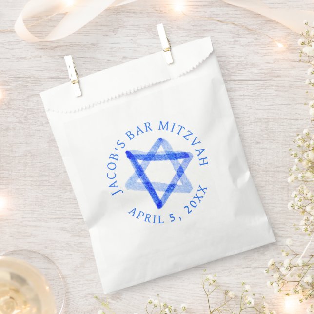 Bolsa De Papel Estrella Acuarela Desordenada BAR MITZVAH PERSONAL (Cortado)