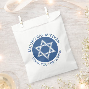 Bolsa De Papel Estrella blanca azul de David Bar Mitzvah