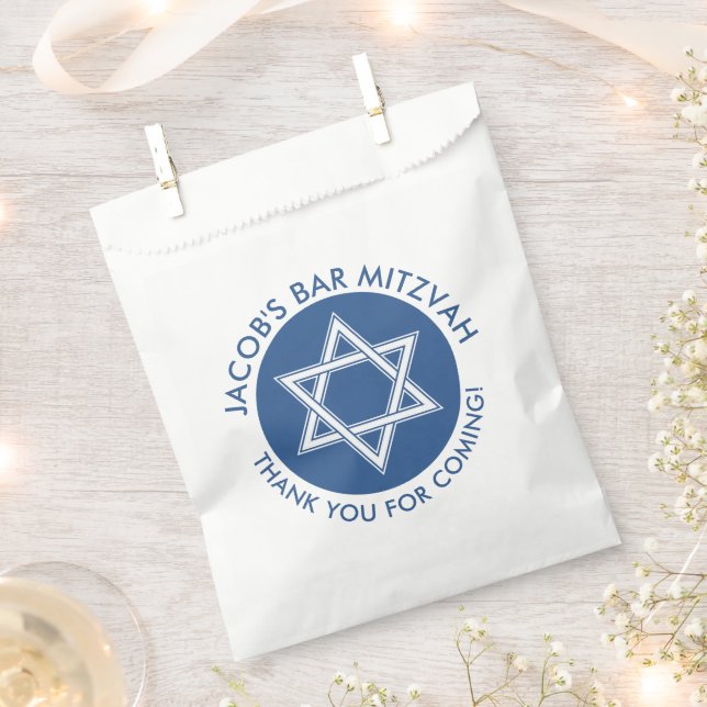 Bolsa De Papel Estrella blanca azul de David Bar Mitzvah (Cortado)
