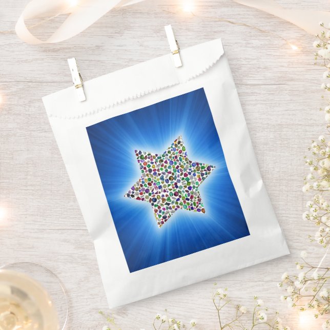 Bolsa De Papel Estrella de David con guijarros (Cortado)