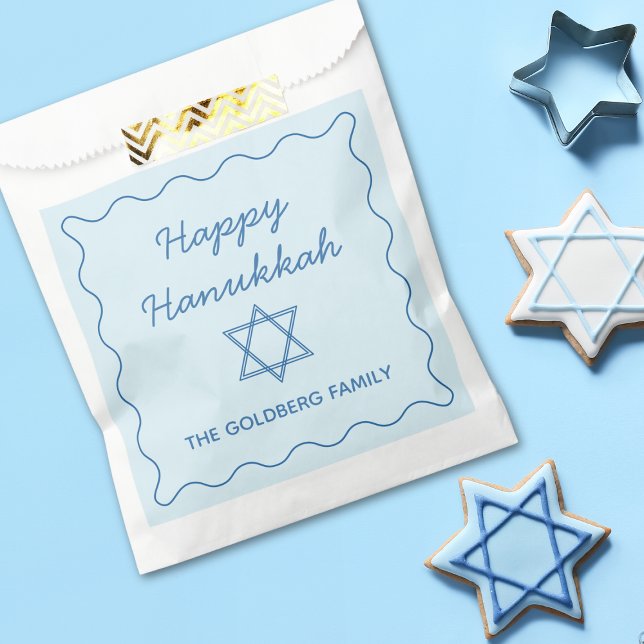 Bolsa De Papel Estrella judía personalizada Blue Happy Hanukkah F (Subido por el creador)