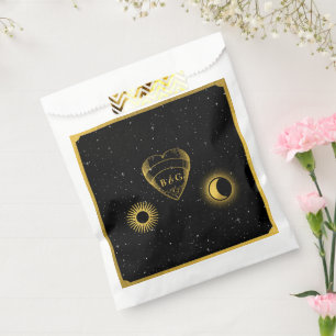Bolsa De Papel Estrellas celestes Boda de oro negro de luna creci