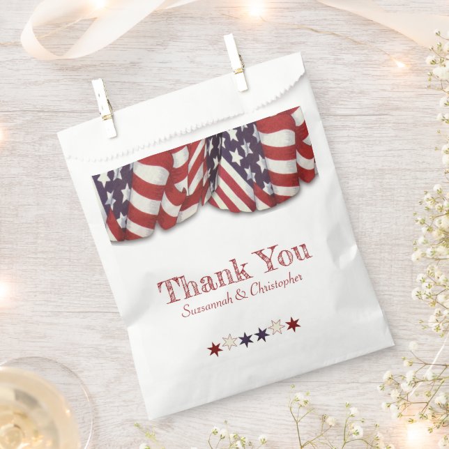 Bolsa De Papel Estrellas de Bunting Patriotic Red White Blue (Cortado)