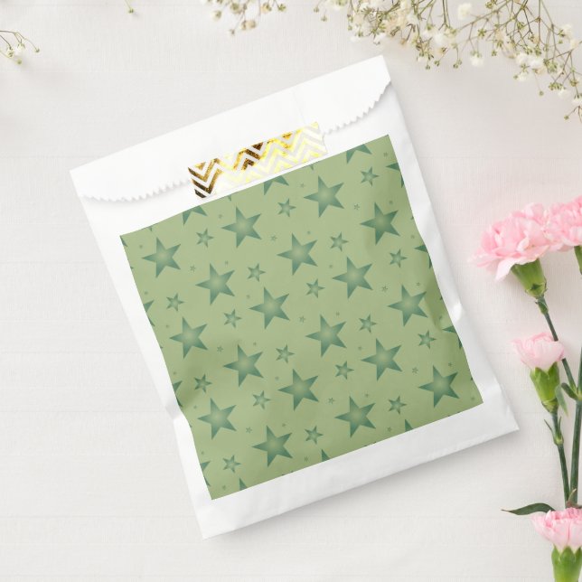 Bolsa De Papel Estrellas olivares elegantes y elegantes en verde  (Sellado)