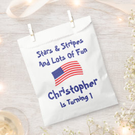 Bolsa De Papel Estrellas y rayas primer cumpleaños