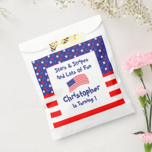 Bolsa De Papel Estrellas y rayas primer cumpleaños