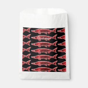 Bolsa De Papel esturgeos rojos sobre negro