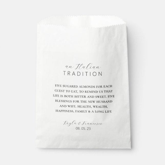 Bolsa De Papel Etiqueta de favor de la tradición Boda de almendra (Anverso)