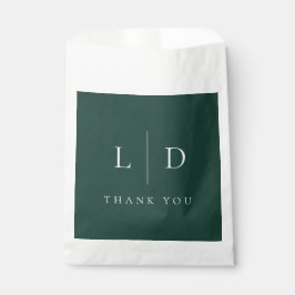 Bolsa De Papel Etiquetas de boda minimalistas en verde esmeralda 