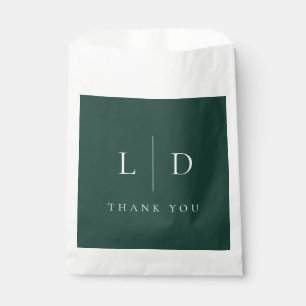 Bolsa De Papel Etiquetas de boda minimalistas en verde esmeralda