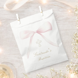 Bolsa De Papel Etiquetas de favor de bebé con arco rosado