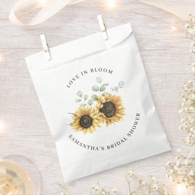 Bolsa De Papel Eucalipto del girasol amor en ducha de novias en f (Cortado)