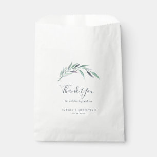 Bolsa De Papel Eucalipto morado y verde Gracias Boda
