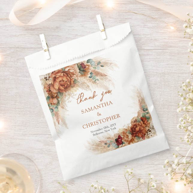 Bolsa De Papel Eucalipto terracota burgundy y pampas (Cortado)