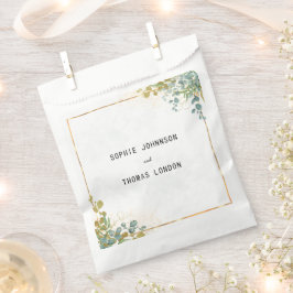 Bolsa De Papel Eucalipto verde y dorado acuarela