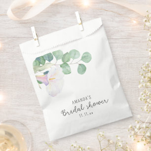 Bolsa De Papel Eucalipto y flor de la calla - ducha de novia