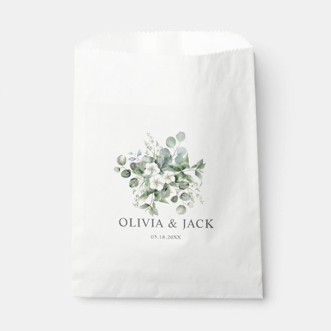 Bolsa De Papel Eucalyptus acuarela Boda de la vegetación rústica (Anverso)