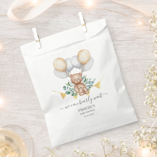 Bolsa De Papel Eucalyptus Baby Shower Bearly Wait Bear (Cortado)