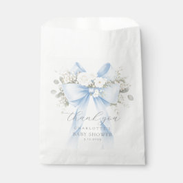 Bolsa De Papel Eucalyptus Blue Bow Baby Shower Thank you