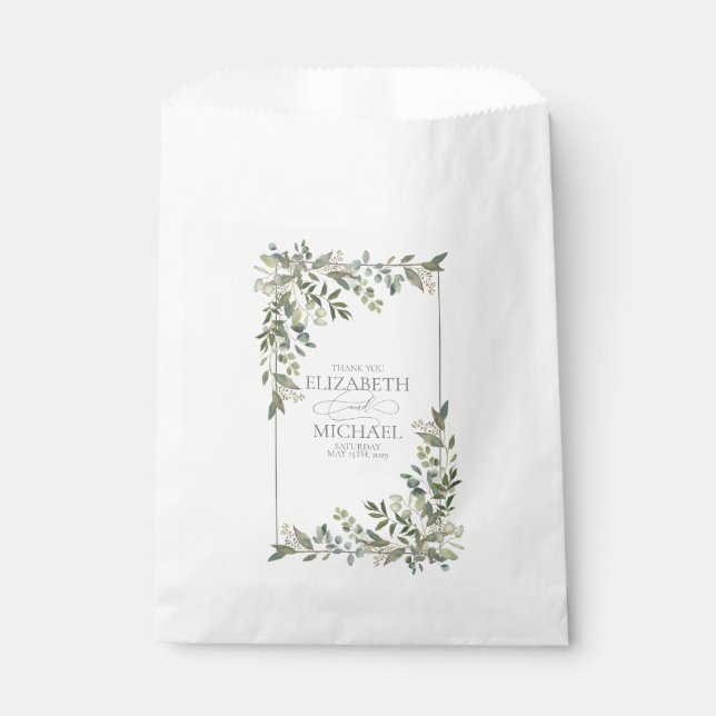 Bolsa De Papel Eucalyptus Boda verde salvia botánica (Anverso)