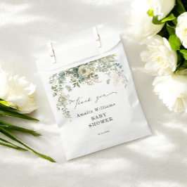 Bolsa De Papel Eucalyptus Flower Watercolor Gold Baby Shower