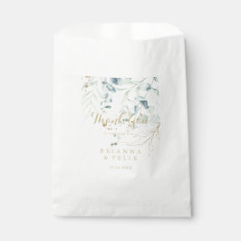 Bolsa De Papel Eucalyptus Gold Floral Blue Gracias Boda