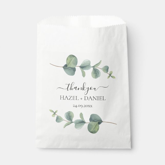 Bolsa De Papel Eucalyptus Greenery Boda Gracias (Anverso)