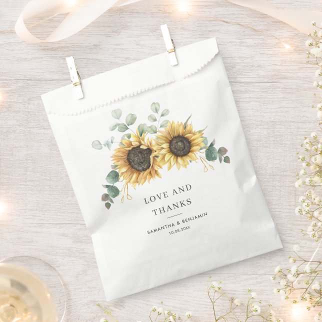 Bolsa De Papel Eucalyptus Greenery Floral Sunflower Boda (Cortado)